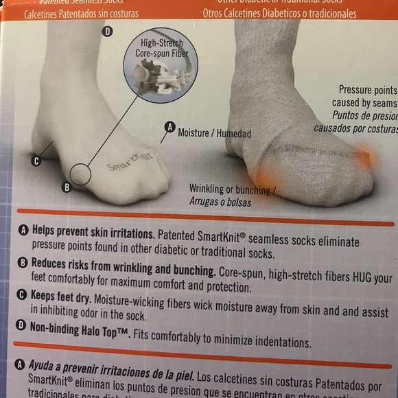 Smart Knit Men's Black Mini Crew Diabetic Socks M (8-10) NIB - Picture 5 of 8